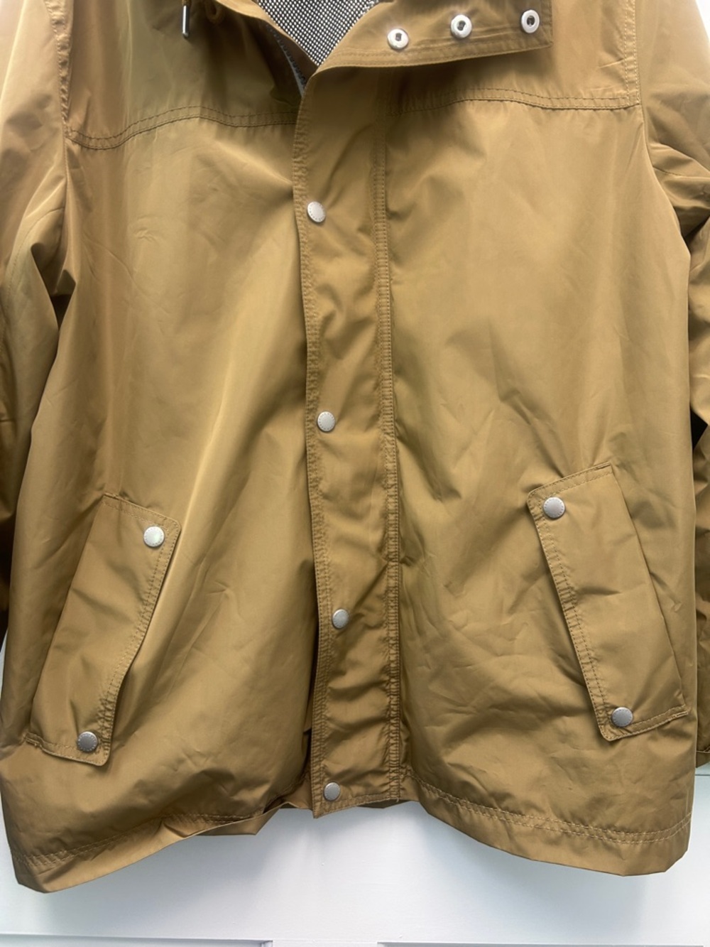 Cole Haan Signature Men’s Khaki Hooded Rain Jacket Size L Lightweight EUC - Picture 7 of 12